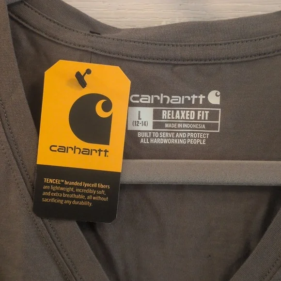 Carhartt Women's Olive V-Neck Tee - Picture 3 of 6